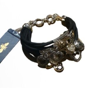 Elegant Silver and Black dog lovers Charm Bracelet